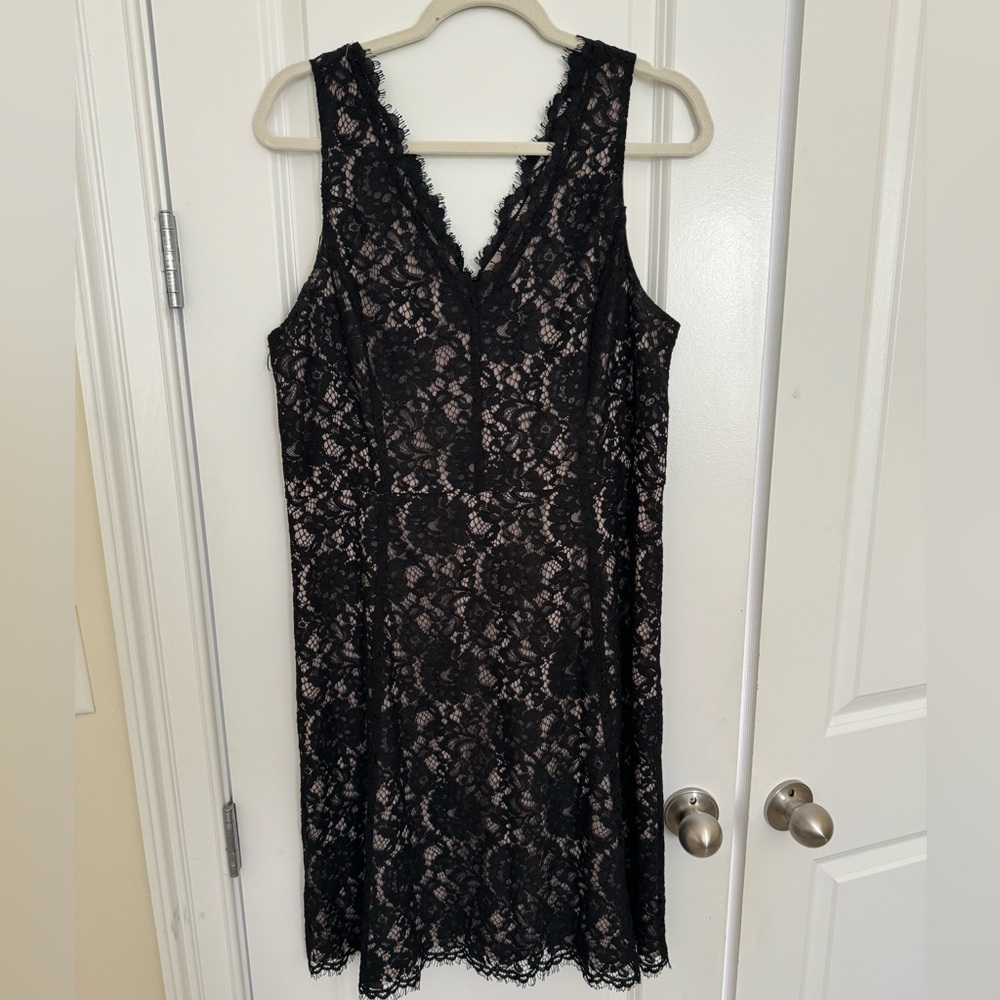 LOFT Black Lace Overlay Dress